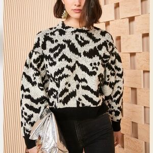 Ulla Johnson Animal Print Crew Neck Sweater